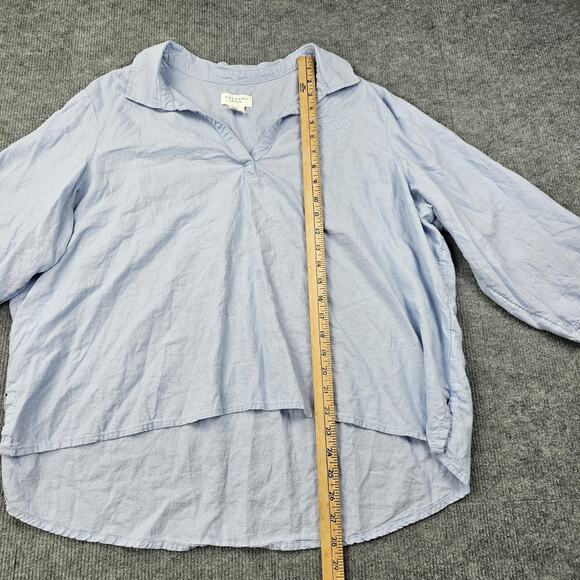 Calypso St Barth Shirt Womens 2X Blue Linen Embroidered Shell Coastal Beach Top - Picture 4 of 7